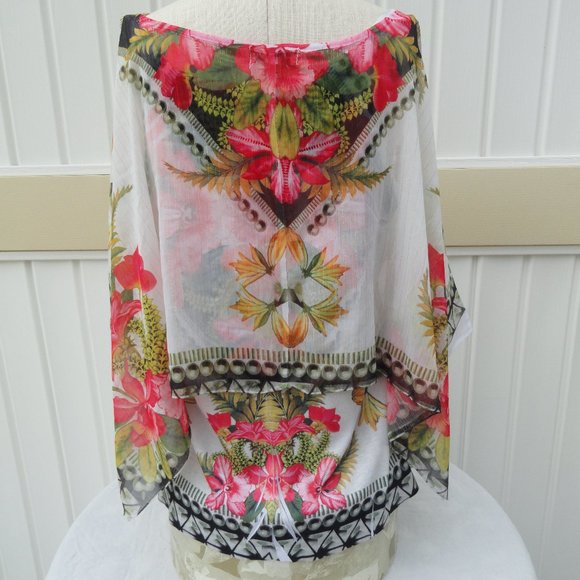 Live and Let Live Size 1X Poncho Blouse Colorful - Picture 6 of 9